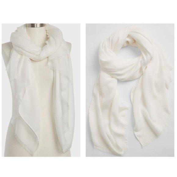 GAP Knit Scarf, White, 36" x 75" Rectangular, Viscose Rayon Blend - Picture 1 of 4